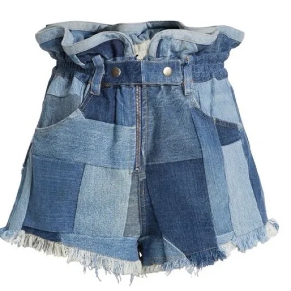 Sea NY Sea New York Diego Patchwork Denim Paperbag Shorts Size 6 - Picture 15 of 16